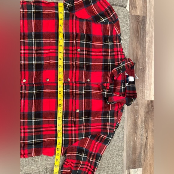 Old Navy Flannel Shirt-Red Plaid Soft Cozy Fall Wear Sz Large Petite - Picture 5 of 5